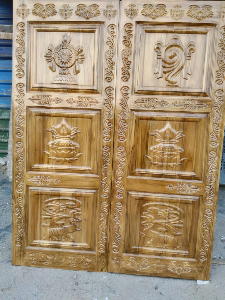 Teak wood pooja door- Reldor