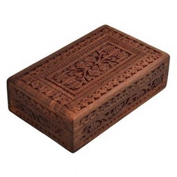 Carved wooden handicraft box