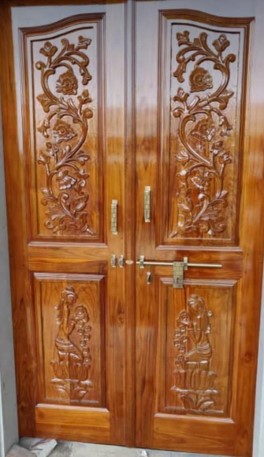 Custom teak wood pooja door- reldor